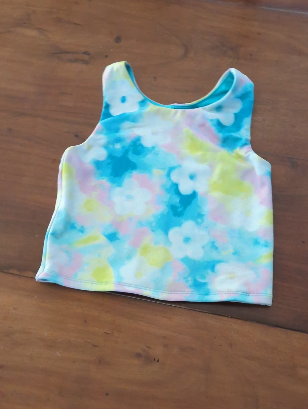 jumping beans Girls Blue Floral Tie-Dye Tank Top
